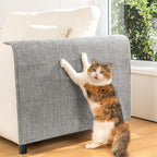 Conlun Cat Scratching Pad, 27.5x35.4in Sisal Mat Couch Protector | Indoor Cat Scratcher Mat, Mess-free, Anti-slip Backing, Hook&Loop Tape for Furniture Door Wall, Grey