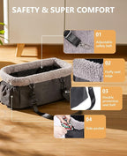 BurgeonNest Center Console Dog Car Seat for Small Dogs up to 11 lbs (Large)