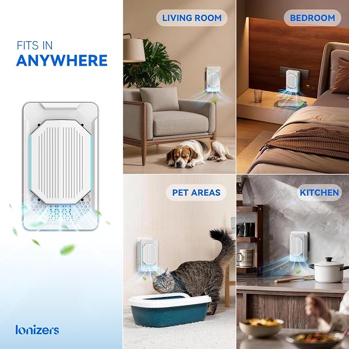 Cat Litter Deodorizer, Pet Odor Eliminator for Home, Air Purifier 2 Pack | Plug In Negative Ion Air Fresheners for Home, Quiet Filterless Litter Box Deodorizer & Cat Odor Eliminator for Home & Bedroom