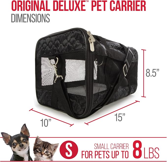 Sherpa Original Deluxe Travel Pet Carrier, Airline Approved & Guaranteed On Board - Black Lattice, Small