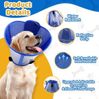 Upgraded Dog Cone Collar for Large Medium Dogs, Soft Dog Cone with Double-Layer Design, Adjustable Pet Recovery Collar for Dogs After Surgery, Elizabethan Collar (L, Blue)