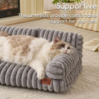 Hollypet Small Dog Large Cat Bed Puppy Couch Beds for Pets up to 25 lbs | Fluffy Dog Cat Couch Plush Soft Warming Pets Beds with Machine Washable Cover and Non-Slip Bottom