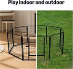 Amazon Basics Dog Playpen, 8 Panels Metal Fence with Door, Foldable for Indoor and Outdoor Use, Suitable for Small to Medium Sized Dogs, 48 Inch Height, Black