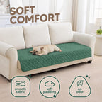 PAWFINITY Waterproof Couch Covers for Dogs, Pet Blanket for Sofa Washable | Paw Print Quilted, Hair Resistant, Anti Cat Scratch, Pee Proof Furniture Protector for 3 Seat Sofa and Bed, 30x70 Inch, Green