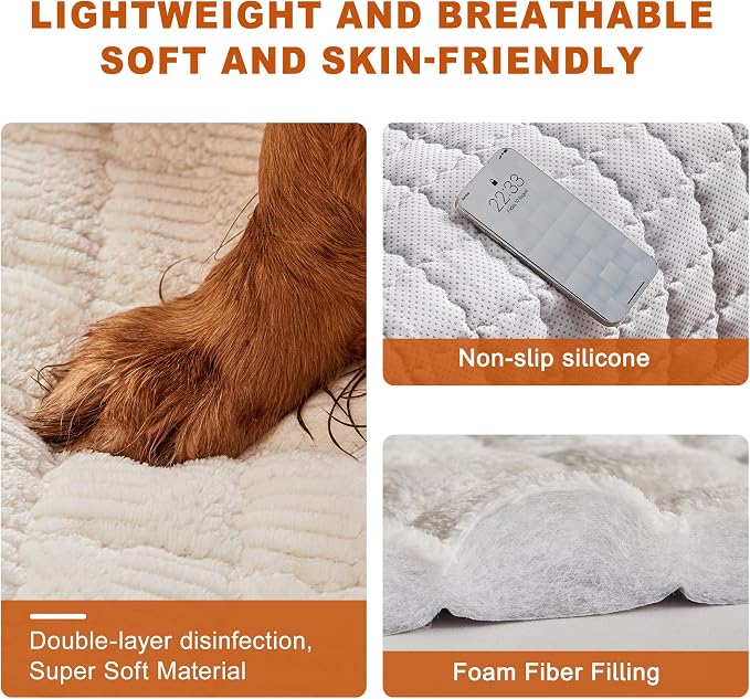 Couch Cover for Dogs Washable,Non-Slip Fuzzy Sofa Covers for Pets | Thick Soft Furniture Protector Fits Loveseat & Sectional,Against Fur&Dirt(Ivory, 1pc/27.6"x70.9"/Seat Cover)