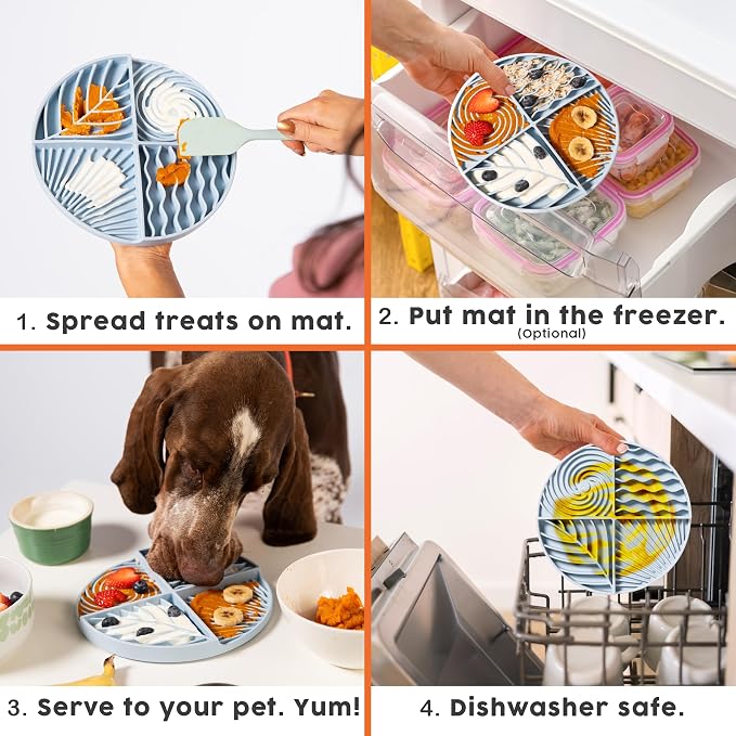 Paradise - Dog Lick Mat for Slow Feeding & Anxiety - Non-Slip Silicone Slow Feeder with Suction Cups - Dishwasher Safe Pet Dish for Grooming, Training, and Boredom Relief (Almond)