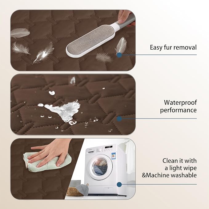 gogobunny 3X Stronger Waterproof Pet Blanket, Scratch Proof Furniture Protector for Dogs Cats, Reversible Cover 82x102 Inch, Dark Chocolate