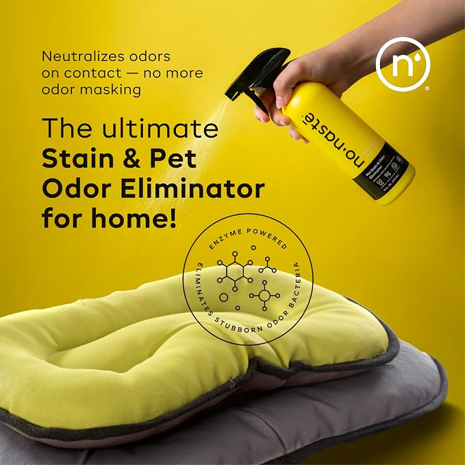 Nonaste Pet Stain & Odor Eliminator Enzyme Spray, Dog & Cat, 16 oz, Pk 2 | Enzyme Cleaner Breaks Down Dog & Cat Urine, Stains & Odor on Carpets & Upholstery. Pet & Kid Safe. Light Fresh Scent.