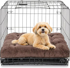 POMIU 2-Pack Washable Dog Bed, Deluxe Plush Crate Beds with Anti-Slip, Machine Washable Kennel Pad Sleeping Mat for Large, Medium and Small Dogs (2 Pack x Coffee, 23.0" L x 18.0" W x 3.0" Th)