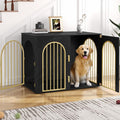 Hzuaneri 44.1" Wooden Dog Crate Furniture, Indoor Dog Kennel Dogs Cage for Small/Medium/Large Dogs, Heavy Duty Dog Crates Decorative Pet House End Side Table TV Stand, Black Gold DFC83904A