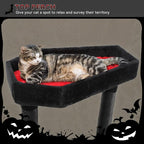 YITAHOME Gothic Cat Tree with Coffin Bed, 60" Tall Cat Tower for Indoor Cats with Top Perch, Spacious Cat Condos, Spider Hanging Balls,Comfy Basket, Scratching Post and Ladder, Black Halloween