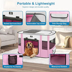X-ZONE PET Dog Playpen, Puppy Cat Play Pen Portable Foldable Indoor/Outdoor Tent Crate Cage, Portable Pet Crate Large Size Pink 45"