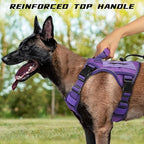 WINGOIN Purple Tactical Dog Harness for Small Dogs,No Pull Dog Harness | with Handle,Adjustable Reflective,Military K9 Style,Big Size Dog Vest,for German Shepherd,for Walking Training Hunting