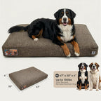 Sytopia 47 Inch Durable Indestructible Dog Beds for XXL Dogs, Chew Proof Waterproof Pet Crate Pad with Machine Washable Removable Cover, Great for Indoor, Outdoor, Crate, Patio Use, Brown
