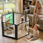 FXW AuraSpace Pro Clear Acrylic Indoor Dog Playpen, 24" H, 6 Panels | Open View, No Climbing Bars, Heavy-duty Metal, DIY Layouts, Easy Access, For Puppies & Small Dogs, Patented