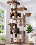 Globlazer Heavy Duty Cat Tree, 81 inch Extra Large Cat Tree for Indoor Cats Large Adult, Sturdy Cat Tower with 8 Scratching Post, 2 Cat Condos, 2 Platform, S81C, Leopard Print