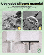 Carpet Rake for Pet Hair Removal Tool - 4 in 1 Pet Hair Remover Kit for Dog Cat Fur Remover, Contain 60" Adjustable Rubber Broom, Glove, Magic Brush and Scraper for Furniture (Black)