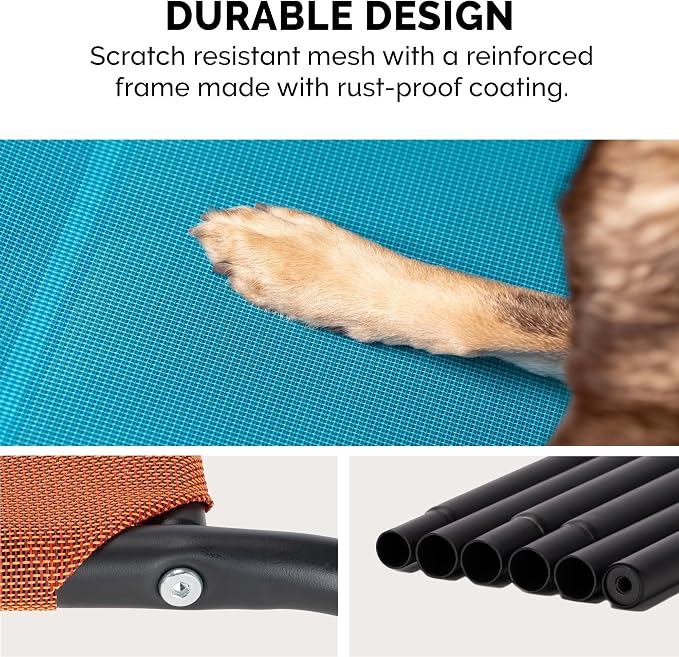 FurHaven Elevated Pet Cots - Cooling & Breathable Nylon Mesh Hammock for Small Dogs & Cats/Easy-to-Assemble/Durable and Reinforced/Perfect for Rest & Relaxation Outdoors - Graphite Gray, Small