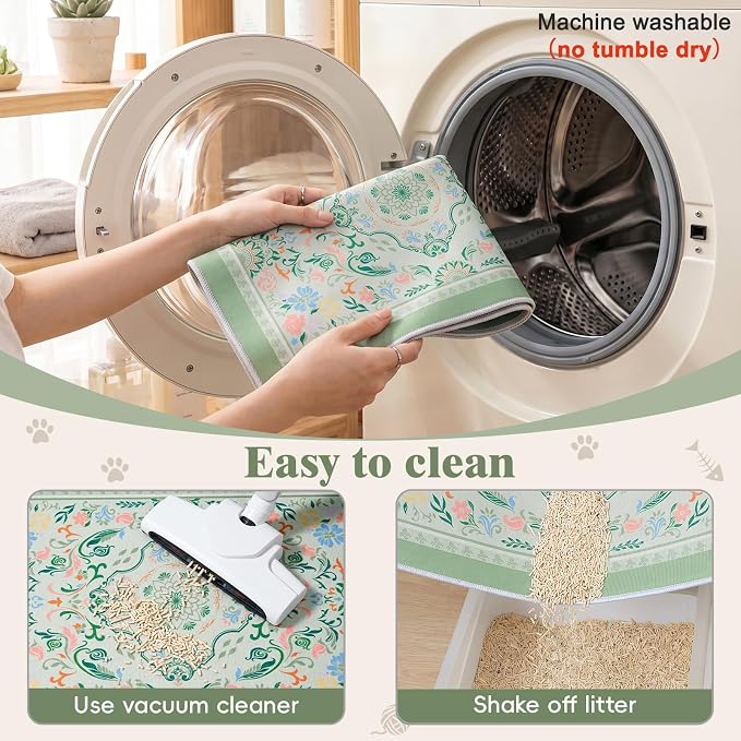 Bienbee Cat Litter Mat, 2 Pack 33" x 22" Machine Washable for Litter Boxes | Cat Litter Rug with Waterproof Backing, Non-Slip Grip and Soft On Kitty Paws to Catch Litter and Protect Floor