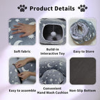 Cat Tunnel Bed for Indoor Cats with Washable Cushion Cat Cave Donut Tunnel with Fluffy Ball Big Round Tube Pet Playground Toys Soft Plush Peekaboo for Kitten, Cat, Puppy, Rabbit, Ferret（Moon Star）