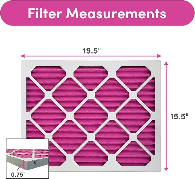16x20x1 Air Filter (2-Pack) | Made in the USA | Color Changing | Remove Cat and Dog Odor | MERV 8 for Pet Hair Dander and Dust | 15.5"x19.5"x0.75" Exact Size