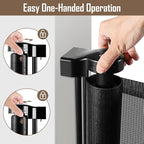 185" Extra Long Baby Gates for Large Openings, Retractable Dog Gate, Black | Indoor/Outdoor Retractable Gate for Garage/Deck/Living Room, Space-Saving, Easy to Use Safety Lock, Sturdy Mesh, Easy Install