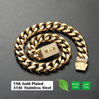 New Gold Dog Chain Collar with Bling Zircon Buckle,19MM Strong Stainless Steel Cuban Link Chain Collar,Dog Necklace Collar for Small Medium,Large Dogs