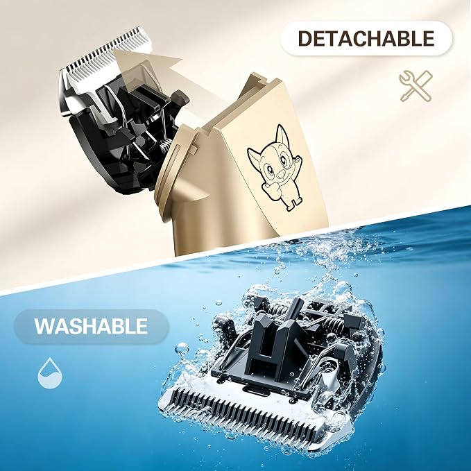 Highdas Dog Clippers for Grooming Low Noise, Cordless Electric Dog Grooming Kit Clippers Rechargeable, Quiet Dog Shaver, Pet Hair Trimmer Kit for Dogs & Cats (Grey)