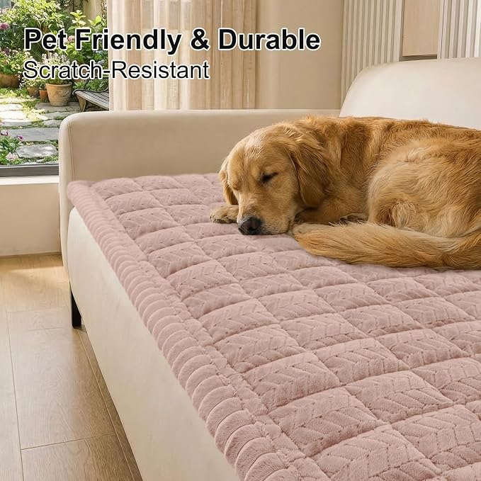 Smiry Couch Cover for Dogs, Non Slip Fuzzy Pet Sofa Covers Washable | Sofa Slipcovers for 3 Cushion Couch, Soft Thick Furniture Protector for Cats Dogs, Against Fur, Dirt, Scratch (27.6"x82.7")