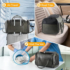 Stylish Leather Pet Carrier for Small Dogs and Cats Up to 15 lbs, Airline Approved Lightweight Travel Tote with Breathable Mesh and Shoulder Strap Green