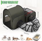 Tailtastic Indoor/Outdoor Cat Playpen with Surround Tunnel 2 Zones Green | escape-proof enclosed enslosure,lightweight foldable for travel, ideal for indoor cats, multi-cat homes & birthing