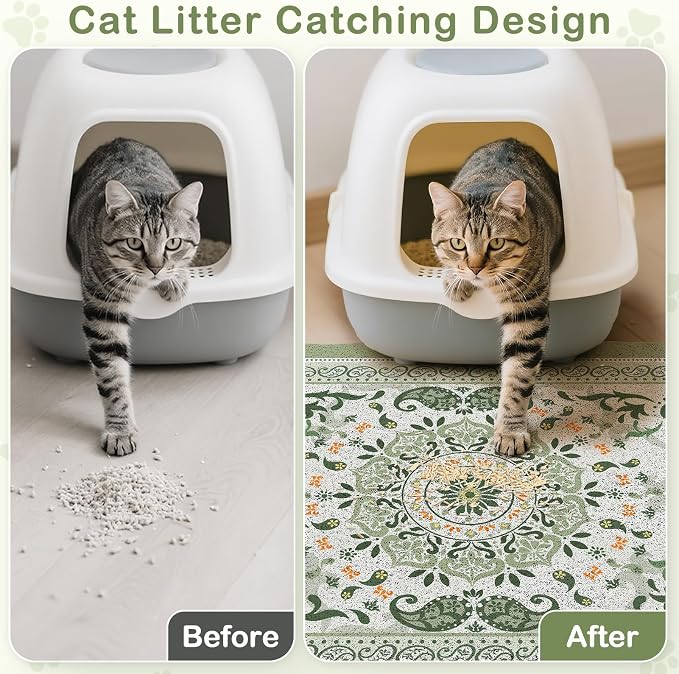 Unicorn Catcher 40"x30" Cat Litter Mat Non-Slip Washable Litter Box Mat | High-Density PVC Litter Catcher Mat Efficiently Traps Scattered Litter From Paws To Keep Floors Clean
