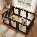Soulbond Clear Acrylic Dog Playpen Indoor (24 Inch, Black, 10 Panels) | Non-Slip,Tool-Free Assembly, External Door Lock Play Pen for Puppies and Small Dogs