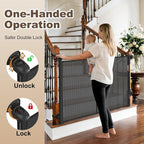 Upgraded Retractable Baby Gates for Stairs & Banister, Mesh Dog Gate Indoor, Extends to 55" Wide 33" Tall, Child Safety Gate for Stairway, Banister & Wall Mount (Black)