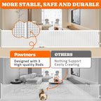 Pawtners Retractable Baby Gates Extra Wide, 41" Tall Extends up to 200" Wide, Dog Gate Indoor for Stairs, Pet Gate with Support Rods for Doorways Hallways Garage Indoor & Outdoor-White
