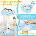 Tall Cat Scratching Post for Indoor Cats,Sisal Scratching Post(Blue Sky) | Cat Scratch Post with Sisal Ball, Solid Wood Cat Tower with Scratching Post and Cat Toys Mouse Hole, Cute Small Cat Tree