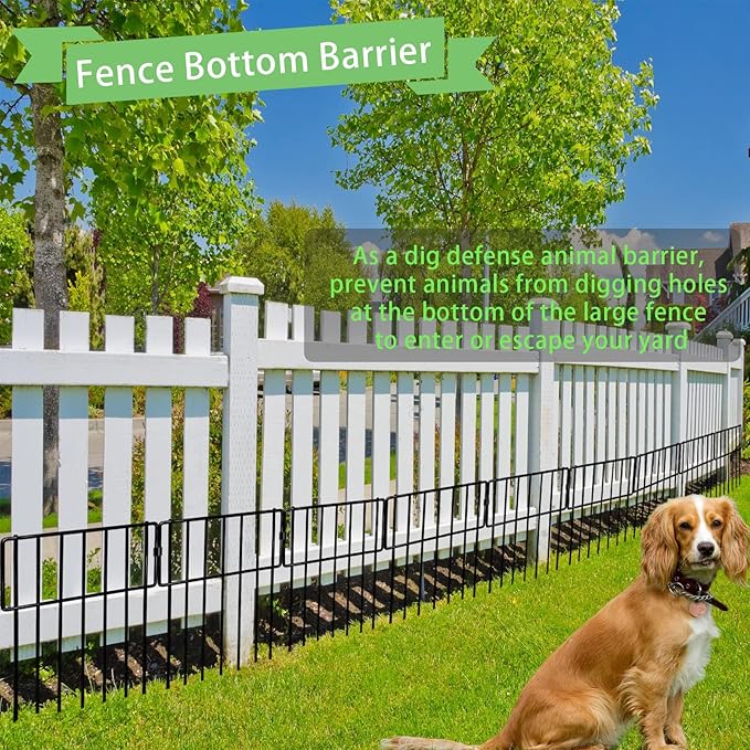 Thrivinest Animal Barrier Fence, 26 Pack No Dig Fence Decorative Fences, 17in(H) x10ft(L) Rustproof Metal Wire Small Garden Fence Border for Dogs Rabbits (26 Pack,28Ft)