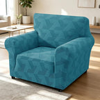 ZNSAYOTX Stretch Armchair Covers for, 1-Piece Chair Slipcovers for Living Room, Furniture Protector with Elastic Bottom for Dogs Cats Kids Geometrical Jacquard Fabric (Small, Peacock Blue)