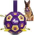 QDAN Extra Large Dog Toy Soccer Ball, Durable Dog Balls with Straps, 9 Inch | Herding Ball for Dogs Large, Interactive Dog Toys for Tug of War, Outside Water Toy, Training Soccer Balls >90 lbs Dogs