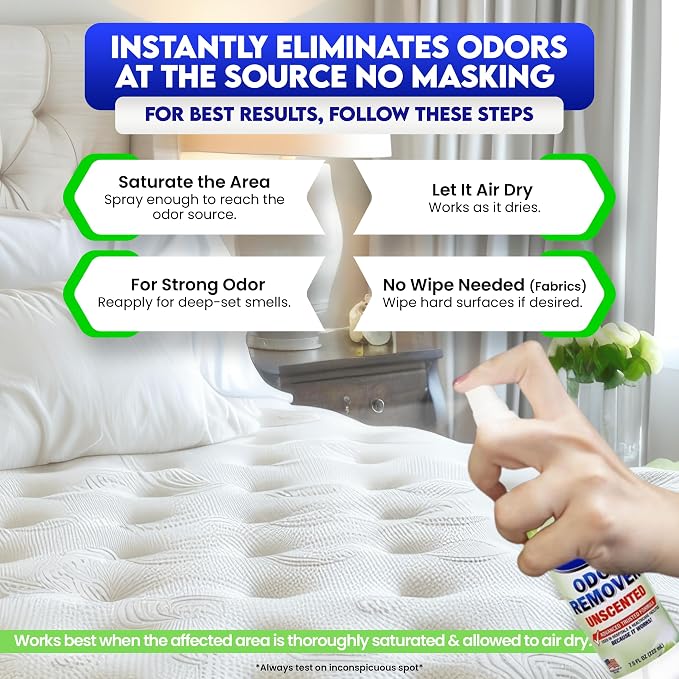 ZORBX Unscented Odor Eliminator 7.5 Oz 4-Pack, Multi-Room, Hospital-Grade | Permanent Odor Remover for Pet & Human Urine, Smoke & Strong Odors, Carpet, Upholstery, Mattress, Bathroom, Basement & More