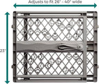 MYPET Paws Portable Pet Gate: 26-40" Wide Expandable, Pressure Mounted No Tools Needed, Durable Dog Gate for Doorways, Made in USA, 23" Tall, Fieldstone Gray