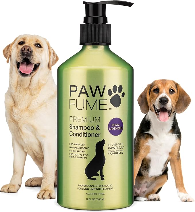 PAWFUME Dog Shedding Shampoo and Conditioner, Royal Lavender, 1-Pack – Nourish & Detangle for Silky Soft Coat – Probiotic, Deep-Cleaning, pH-Balanced – Salon-Quality Shedding Shampoo for Dogs