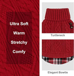 KYEESE Dog Sweater Turtleneck Thick Knit Pullover for Cold Weather | Stretchy Fit, Lightweight & Warm, Cozy Knit Comfort, Classic Plaid Design, Gentle on Sensitive Skin, Comfortable Daily Wear