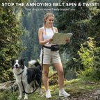 Hands Free Dog Leash with Waist Pack Bungee for Running Black | 4 Metal Clips, Reflective Stitching, Shock Absorbing Bungee, Adjustable Waist Belt, 28 to 48 Inch Fit, Zippered Pockets