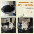 MUTTROS 81 Inch Tall Cat Tree for Big Cats & Multi-Cat Homes, Large Heavy Duty Cat Tower with Metal Frame Hammock, 6 Scratching Posts, 2 Condos, 2 Perches, Scratching Pad - Dark Grey