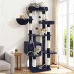 Gitelsnour 55.1'' Cat Tree Tower for Indoor Cats, Large Platform, CCT013G | 7 Sisal Scratching Posts, Multi-level Cat Condo Cat Cave, 2 Padded Perches, Basket, Furry Ball, Toy, Smoky Gray