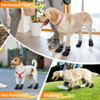 SlowTon Dog Shoes - Breathable Dog Sock Boots for Summer Hot Pavement Hardwood Floors Winter Snow, Waterproof Booties for Small Medium Large Dogs, Non-Slip Paw Protector for Outdoor Walking (BG, 7)