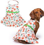 Parisian Pet Floral Dog Dress - Summer Cotton Clothes for Large Dogs Girl - Red Poppies Pet Dress - Stylish Boho Dog Beach Outfit - Adjustable Puppy Clothes - Lightweight Dresses for Dogs