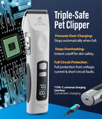 Professional Dog Grooming Clippers with 17H Runtime & Replaceable 440C Blade, 5-Speed Low Noise Electric Dog Shaver for Thick, Matted, Curly Hair, Cordless Clipper for Groomer & Home Use, White