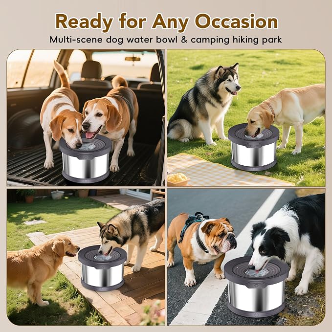 UPSKY 12L Dog Water Bowl No Spill Stainless Steel for Slow Drinking Gray | Large Capacity, Spill-proof, Non-slip Design, Durable, For Large Dogs, Messy Drinkers & Multi-pet Homes, Outdoor / Indoor
